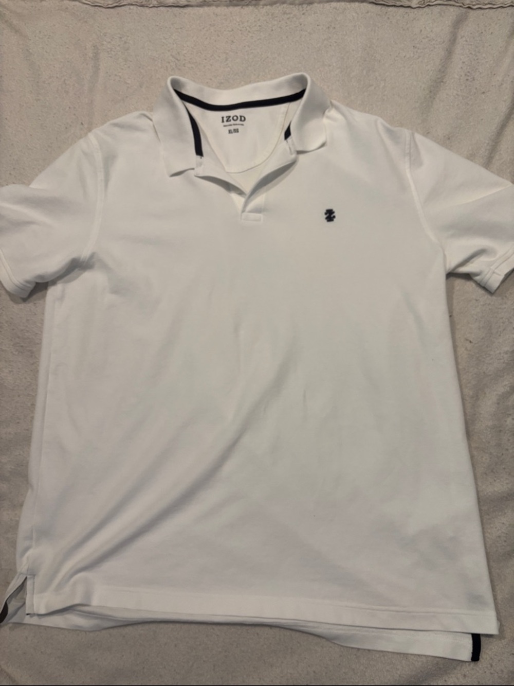 Izod Men’s White Polo with Navy Contrast Trim